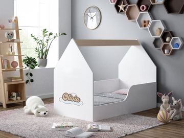 ДОМ КРОВАТЬ 140/70 СИНИЙ + МАТРАС