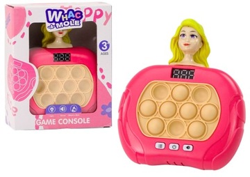 GRA POP-IT WAC A MOLE LALKA ŚWIATŁA DŹWIĘKI RÓŻOWA