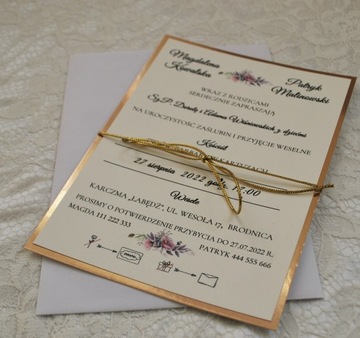 10 szt. ZŁOTE ZAPROSZENIA ŚLUBNE GREAT GLAMOUR