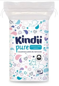 KINDII PURE DELIKATNE BAWEŁNIANE PŁATKI KOSMETYCZNE DLA NIEMOWLĄT 60 SZT.