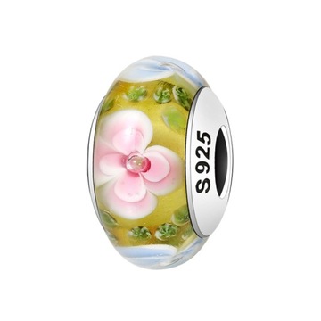 Charms zawieszka Murano Kwiat srebro S925