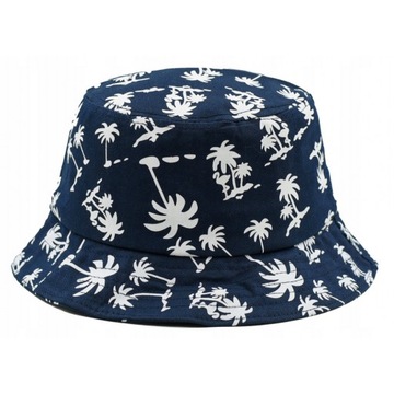 Letni kapelusz rybacki bucket cienki plażowy PALMY