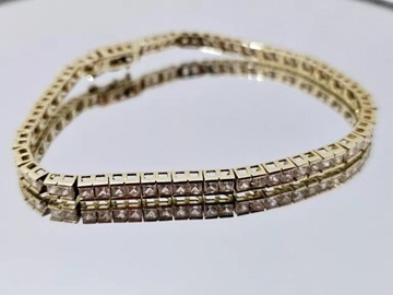 ZŁOTA BRANSOLETKA Z KAMIENIAMI 585 16CM