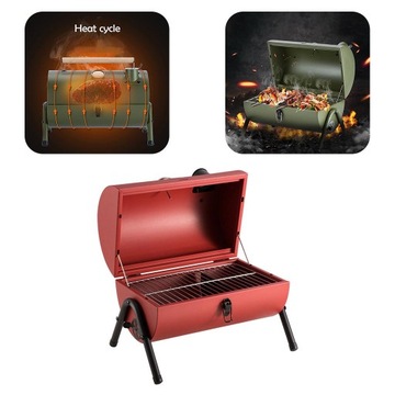 Гриль для дома Гриль-коптильня из нержавеющей стали для пикника в саду, красный