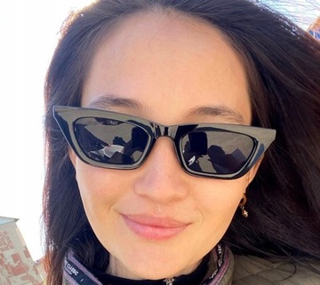 Черные женские солнцезащитные очки, ПРЯМОУГОЛЬНЫЕ ретро-очки-авиаторы, кот CAT