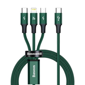BASEUS SZYBKI KABEL DO iPHONE PRZEWÓD 3W1 USB C USB-C MICRO LIGHTNING PD QC