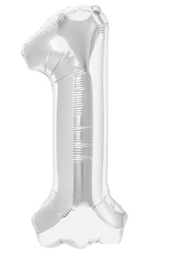 Balon Cyfra Cyferka 1 Srebrna 100 cm