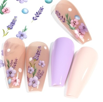 Naklejki Na Paznokcie Samoprzylepne Fioletowe Kwiaty Kolorowe Do Zdobień