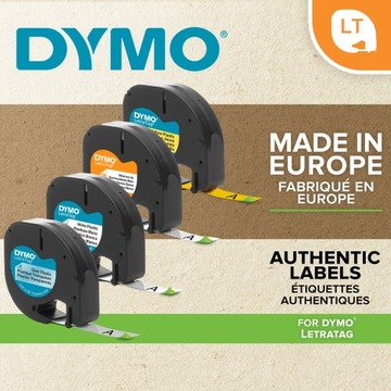 Лента DYMO LetraTag 12 мм пластик белая, S0721560