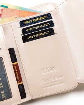 PETERSON mały portfel skórzany damski portmonetka RFID STOP + pudełko