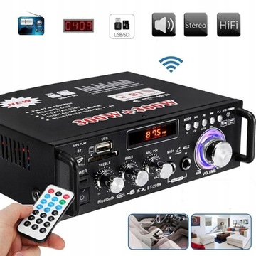 PRZENOŚNE WZMACNIACZ HIFI BLUETOOTH Z PILOTEM 220V