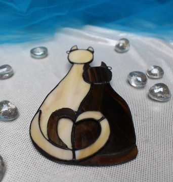 Две кошки витражные украшения котята, Cat Love B-br