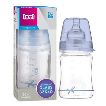 LOVI Szklana butelka Diamond Glass 150ml smoczek