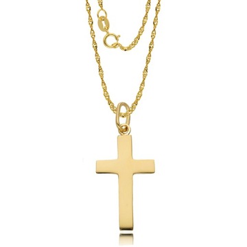 Złoty Łańcuszek z Krzyżykiem ZŁOTO 585 Chrzest Komunia Bierzmowanie Grawer