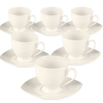 ZESTAW 6SZT FILIŻANEK KREMOWYCH ZE SPODKIEM 6X FILIŻANKA 220ML + SPODEK