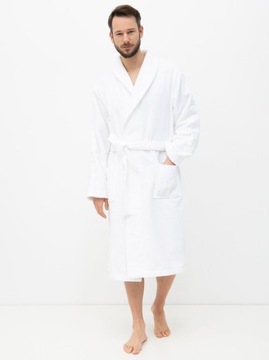 CALVIN KLEIN SZLAFROK COTTON ROBE LOGO WHITE L/XL