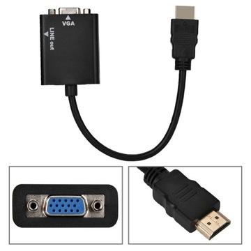 Kabel do konwersji HDMI męski na VGA żeński 1