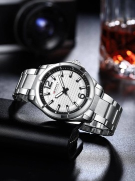 Srebrny zegarek męski bransoleta duży solidny Perfect M118 szary, srebrny