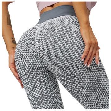 LEGGINSY damskie PUSH up KARBOWANE getry z WYSOKIM STANEM leginsy sportowe