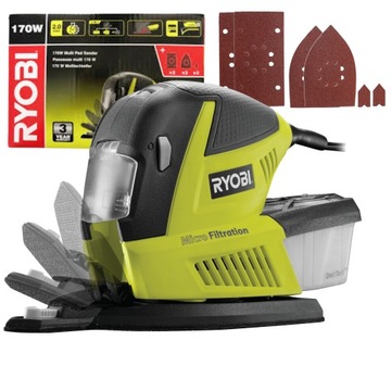 НАБОР МНОГОФУНКЦИОНАЛЬНОЙ ШЛИФОВАЛЬНОЙ МАШИНЫ RYOBI, УНИВЕРСАЛЬНАЯ, 170 Вт, КОЛЕБОЧНАЯ, RMS170-G