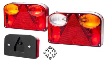 LAMPY TYLNE ZESPOLONE ŚWIATŁO DO PRZYCZEP WTYCZKA BAJONET 5 PIN lewa+prawa