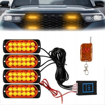 4x LAMPY OSTRZEGAWCZE STROBOSKOP POMOC LAWETA 12 LED 12V