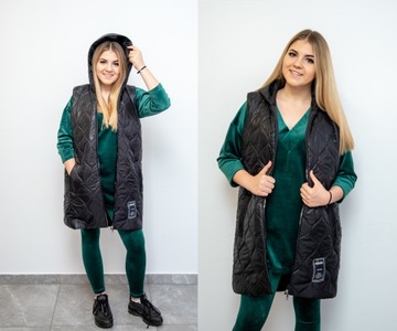 ЖЕНСКИЙ ДЛИННЫЙ СТЕГАНЫЙ ЖИЛЕТ С РУКАВАМИ, XS/S