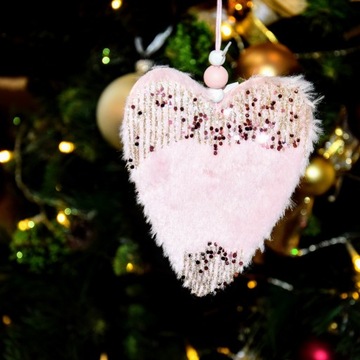 OZDOBA CHOINKOWA RÓŻOWE SERCE 23CM PREZENT OZDOBA