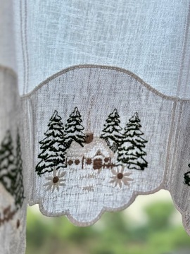 Штора Кухня Ревность Коттедж Зима Рождество Рождество 35 высота