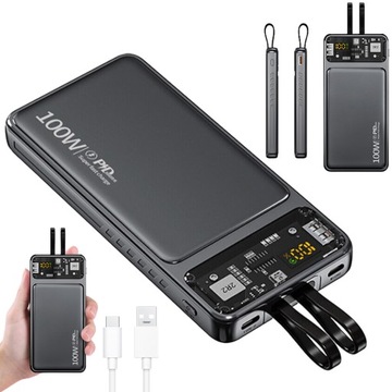 POWERBANK LCD MOCNY 20000 mah 100W SZYBKIM ŁADOWANIEM POWE RBANK
