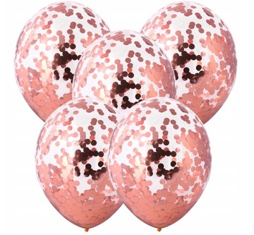 BALONY Z KONFETTI Rose Gold Przezro 12