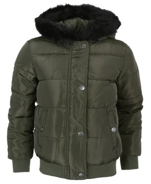 Ciepła pikowana kurtka khaki 8-9 lat 134 cm