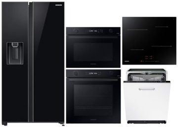 ZESTAW AGD DO ZABUDOWY SAMSUNG CZARNY z lodówką Side By Side
