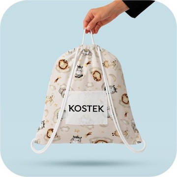 WOREK NA POŚCIEL Z IMIENIEM DO PRZEDSZKOLA ŻŁOBKA Pojemny Z UCHWYTEM 50x60