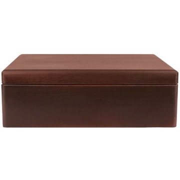 Коричневая деревянная шкатулка с ручками 40х30х14 см.