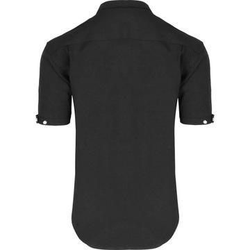 Lniana szeroka bardzo duża czarna koszula męska stójka 2XL_klatka_136