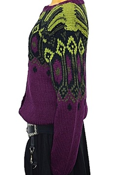 Cudny cieplusi wełniany sweter kardigan handmade retto vintage 34 36