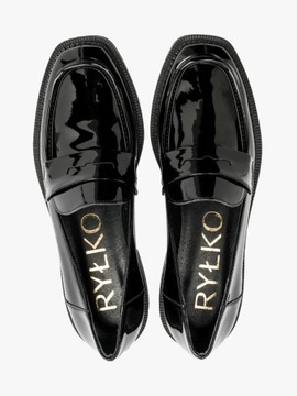 Mokasyny czarne RYŁKO buty damskie lakierowane 39