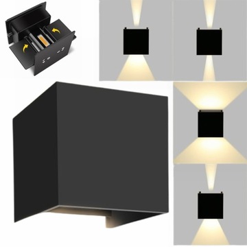 LAMPA OGRODOWA ŚCIENNA GÓRA DÓŁ KINKIET LED REGULOWANY IP65 WODOODPORNY