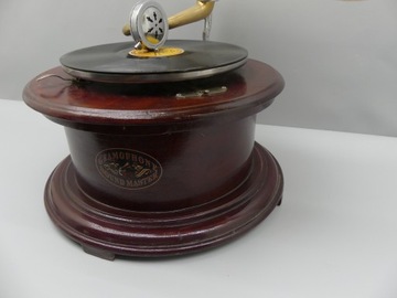 Круглая проигрыватель ПАТЕФОН! Деревянная ЗОЛОТАЯ ТРУБКА!