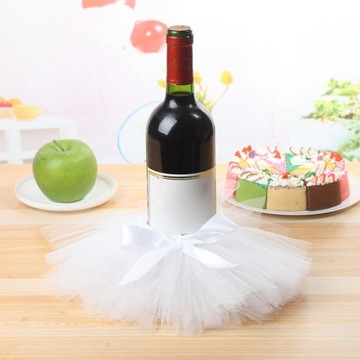 3шт Тюлевая юбка-пачка для бутылки вина Крышка для бутылки Центральная часть стола Белый