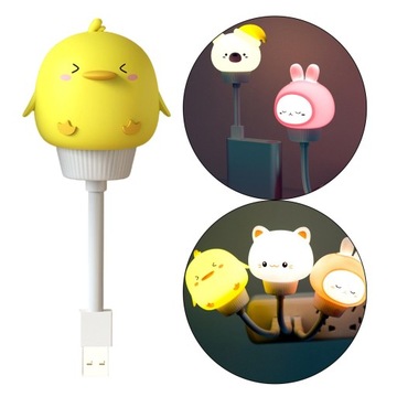 Ночник USB с автоотключением, пульт дистанционного управления, разноцветный желтый утенок