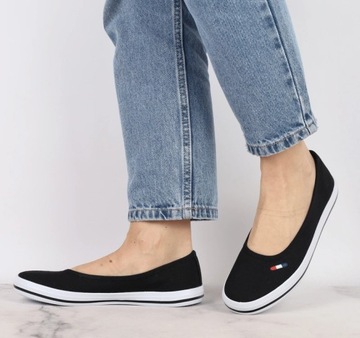 Czarne baleriny sportowe mokasyny czeszki trampki slip-on ROZ. 40