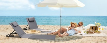 Пляжный коврик со спинкой, складной шезлонг, серый