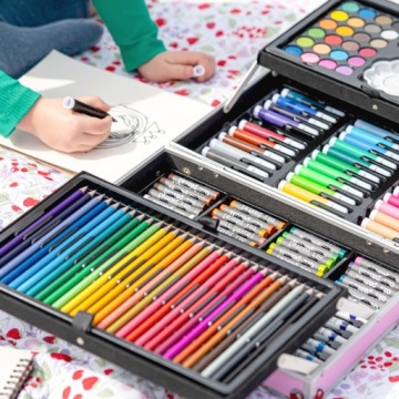 НАБОР ДЛЯ РИСОВАНИЯ ДЛЯ ДЕТЕЙ ЦЕНЦИЛИ РУЧКИ ДЛЯ КРАСОК ПАСТЕЛЬ ЧЕМОДАН