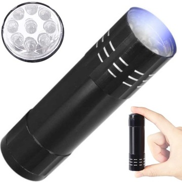 MINI LATARKA ZE ŚWIATŁEM UV DO BURSZTYNU PIENIĘDZY MOCNA DOBRA MAŁA ŚWIATŁO