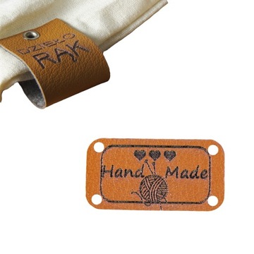 10X HANDMADE SKÓRZANE NASZYWKI METKI RĘKODZIEŁO