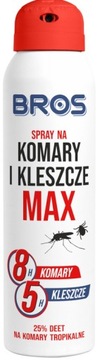BROS SPRAY ŚRODEK NA KOMARY I KLESZCZE MAX 90ml