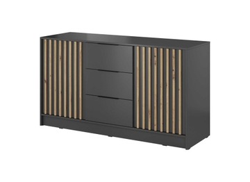 Komoda ASPEN 155 cm z szufladami grafitowy lamele