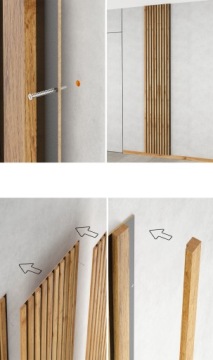 БЕТОННЫЕ СЕРЫЕ НАСТЕННЫЕ СВЕТИЛЬНИКИ НА ЧЕРНОЙ ПЛАТЕ HDF 510x2750mm